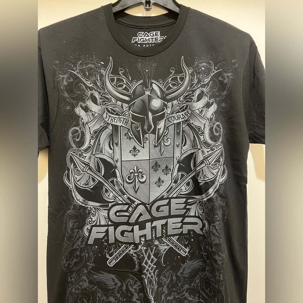 CAGE FIGHTER Men's T-shirt MMA AUTHENTIC - Black Color - soft material - NEW